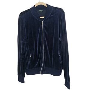 Lauren Ralph Lauren Womens Fleece Full Zip Sweater Jacket Size XL Preppy Classic
